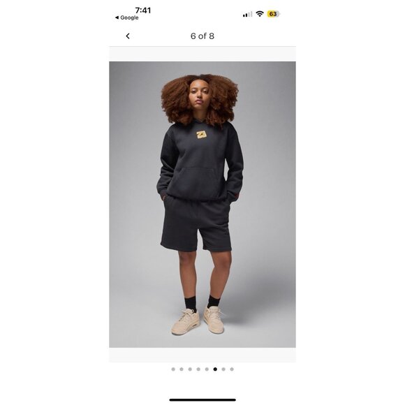 Jordan Gel Oversized Pullover Hoodie Statement Fleece Charcoal 23 Bling Logo M - Picture 5 of 11